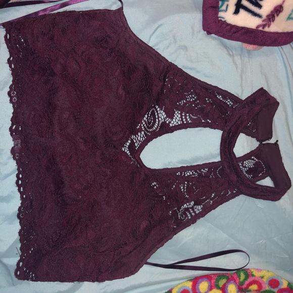 2 Piece Burgundy dress with flower printed bottom - Picture 5 of 7